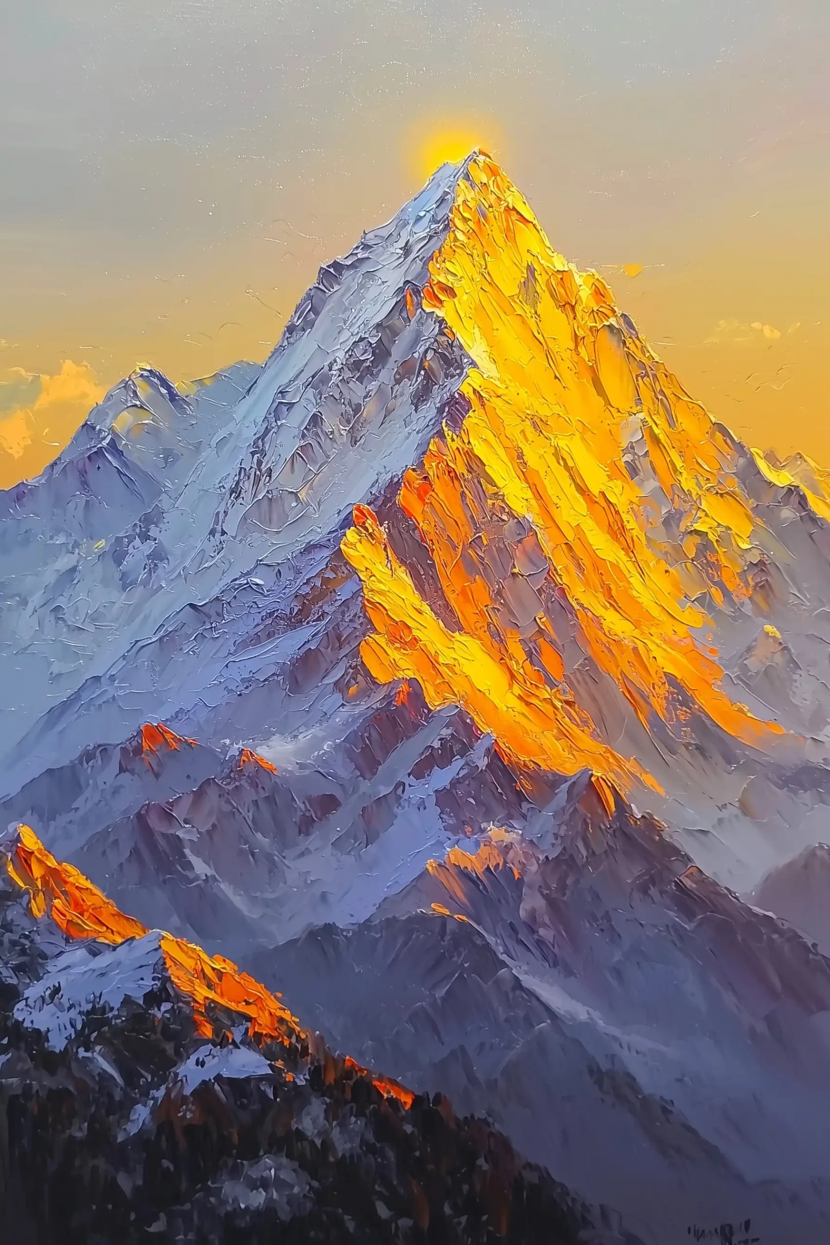 Himalayan Mountain Oil Painting Midjourney提示词
