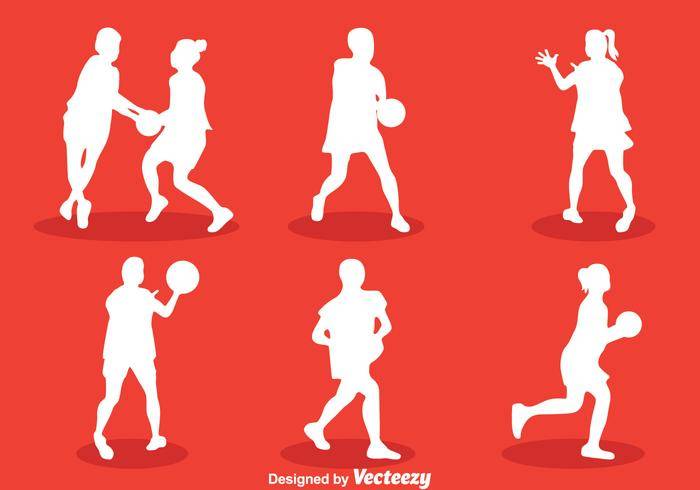Netball剪影传染媒介集合