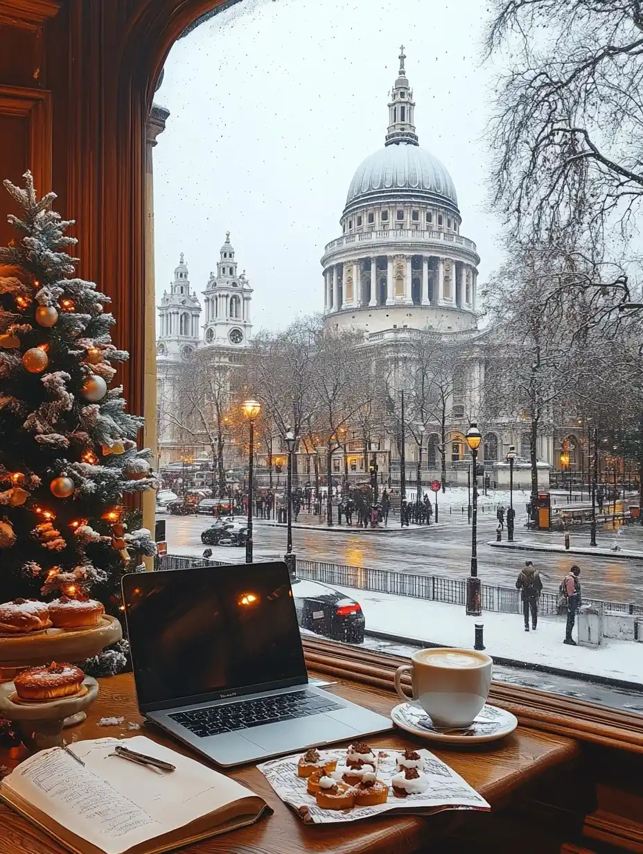 Cafe Interior with Snow Midjourney提示词