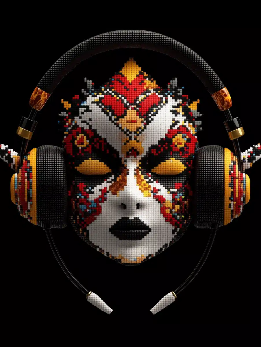 Polish Folk Headphones Pattern Midjourney提示词