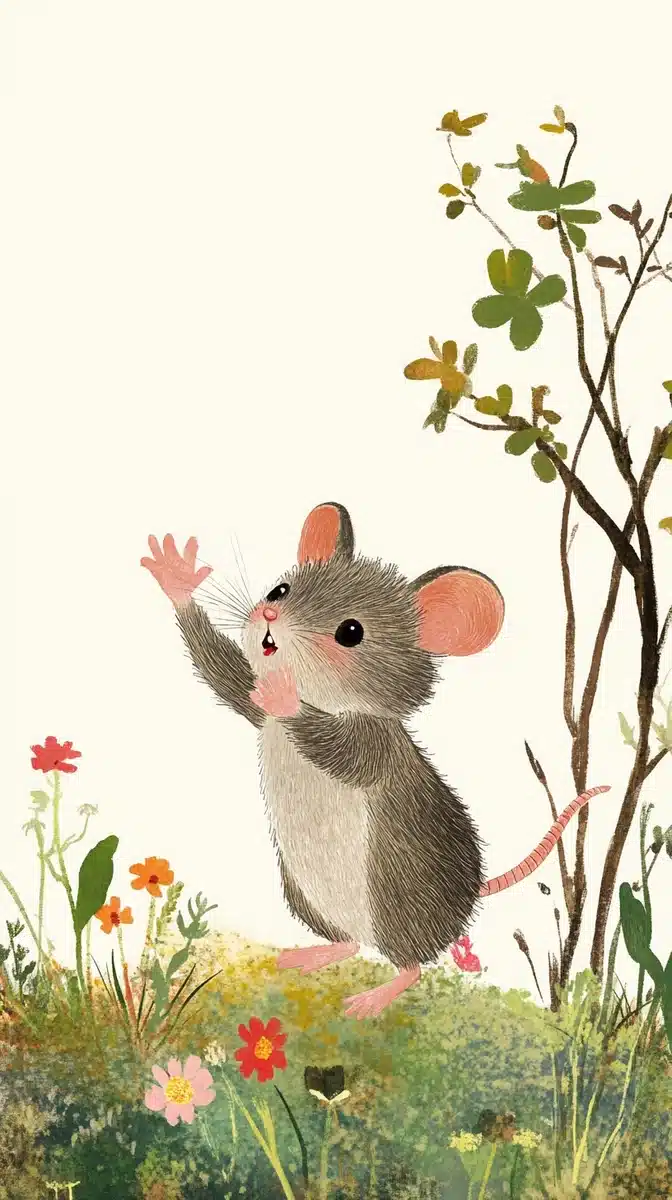 Minimalist Mouse Dance Meadow Midjourney提示词