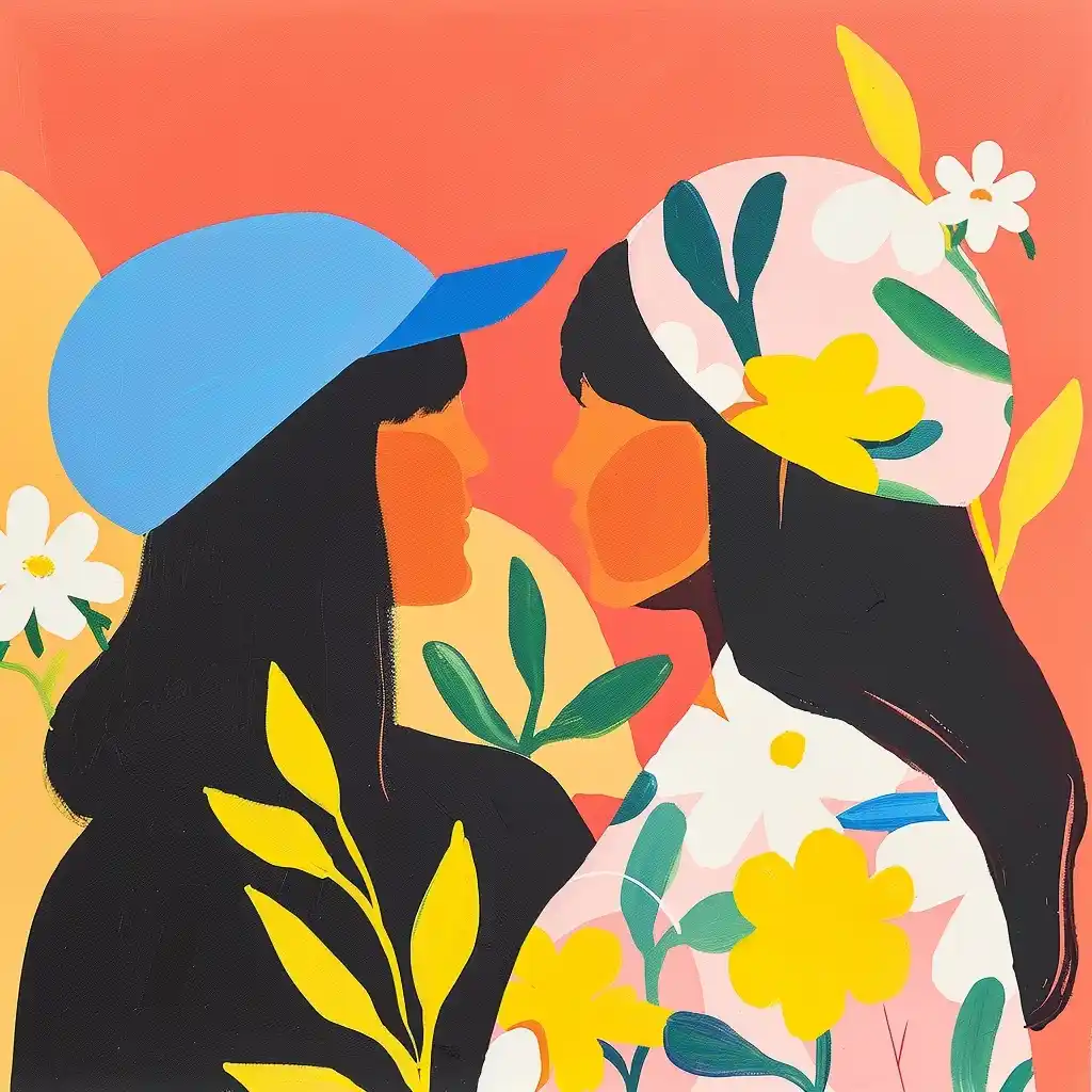 Vibrant Floral Figures Midjourney提示词