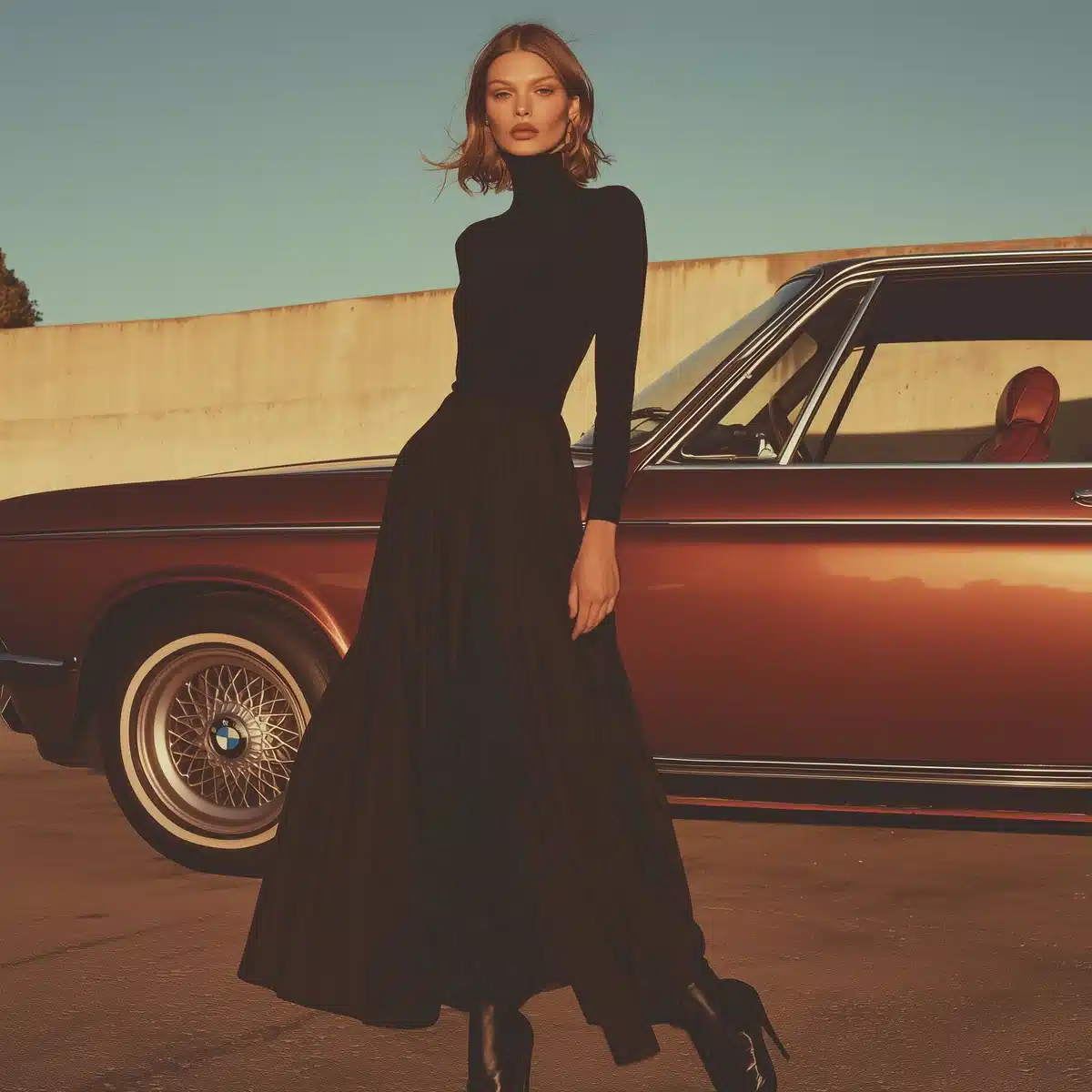 High-Fashion Model with BMW Midjourney提示词