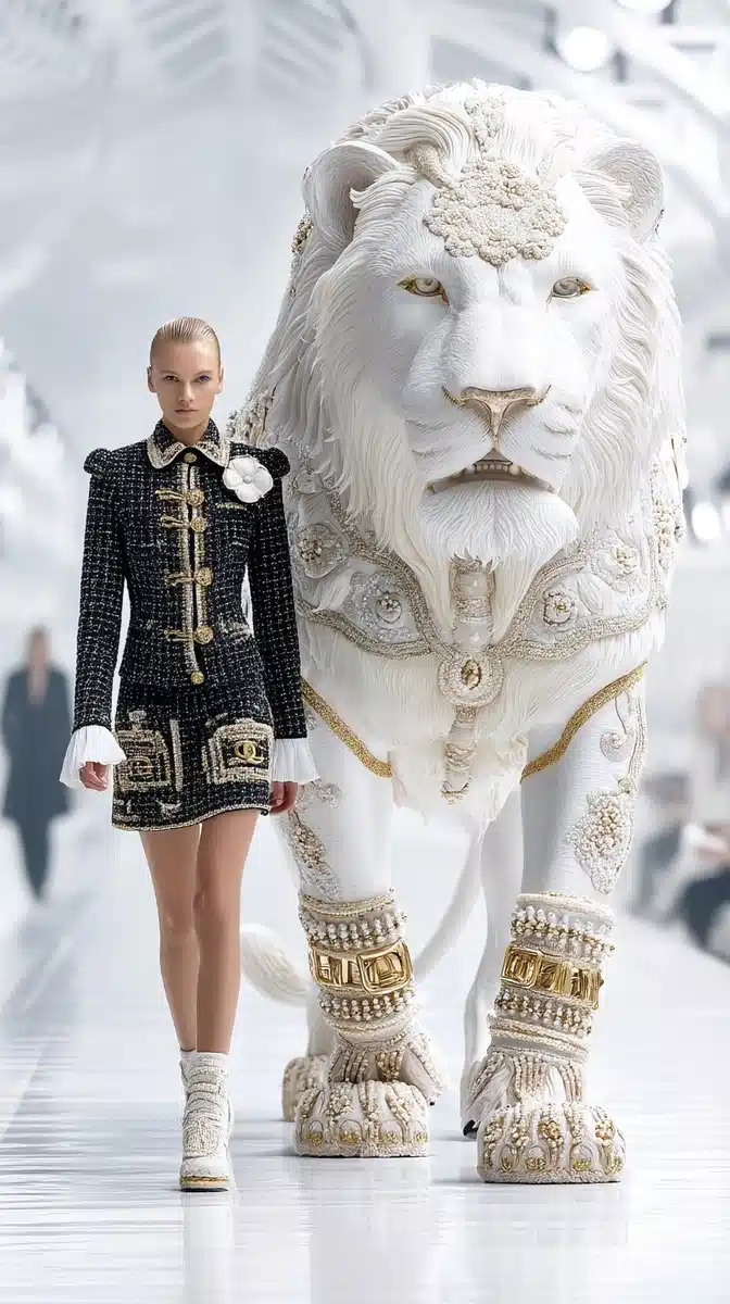 Haute Couture Lion Model Midjourney提示词