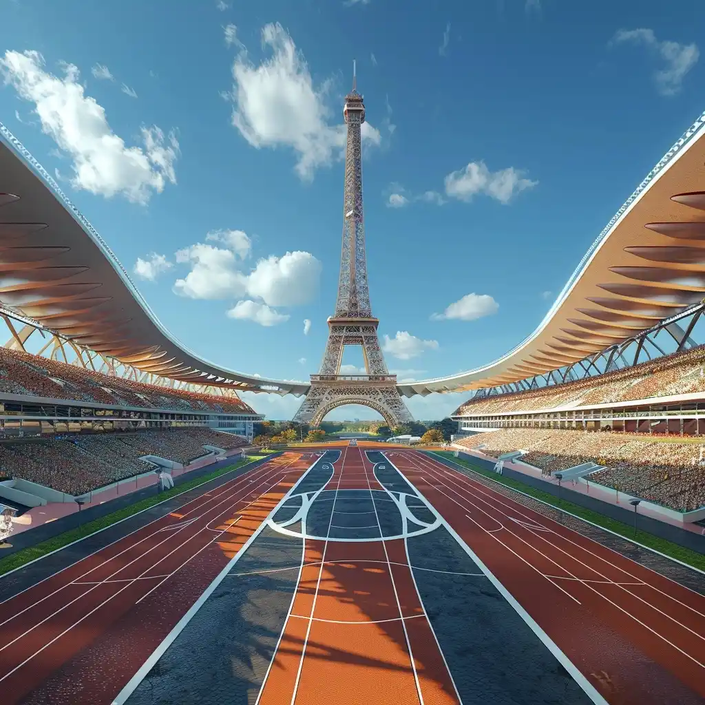 3D Eiffel Tower Stadium Midjourney提示词