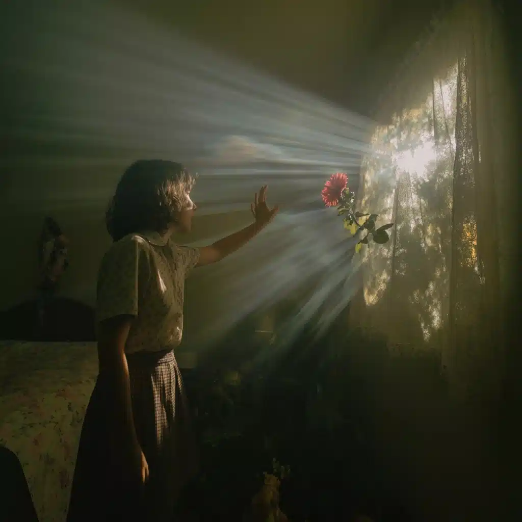 Surprised Girl with Flower Midjourney提示词