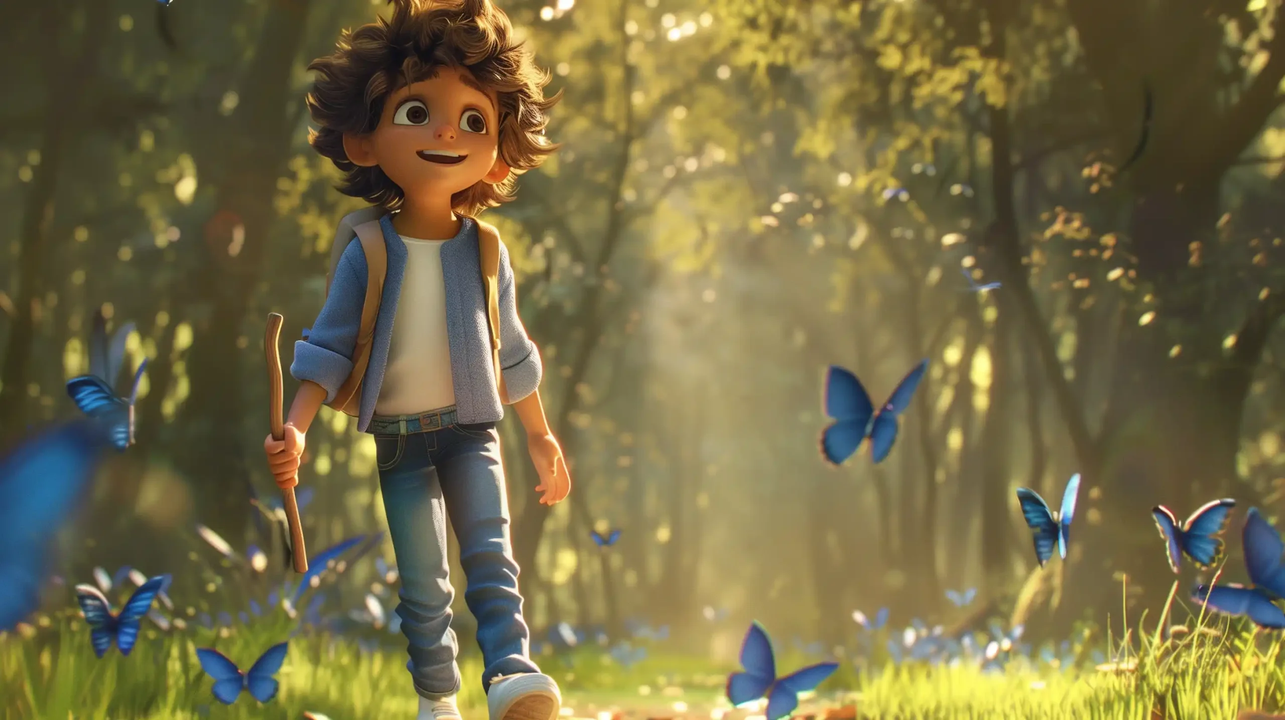 3D Boy in Forest Midjourney 提示词生成效果