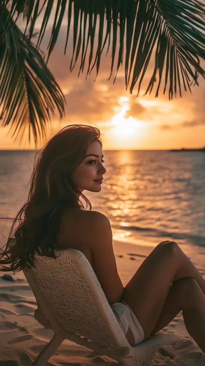 Candid Beach Sunset Photography Midjourney提示词