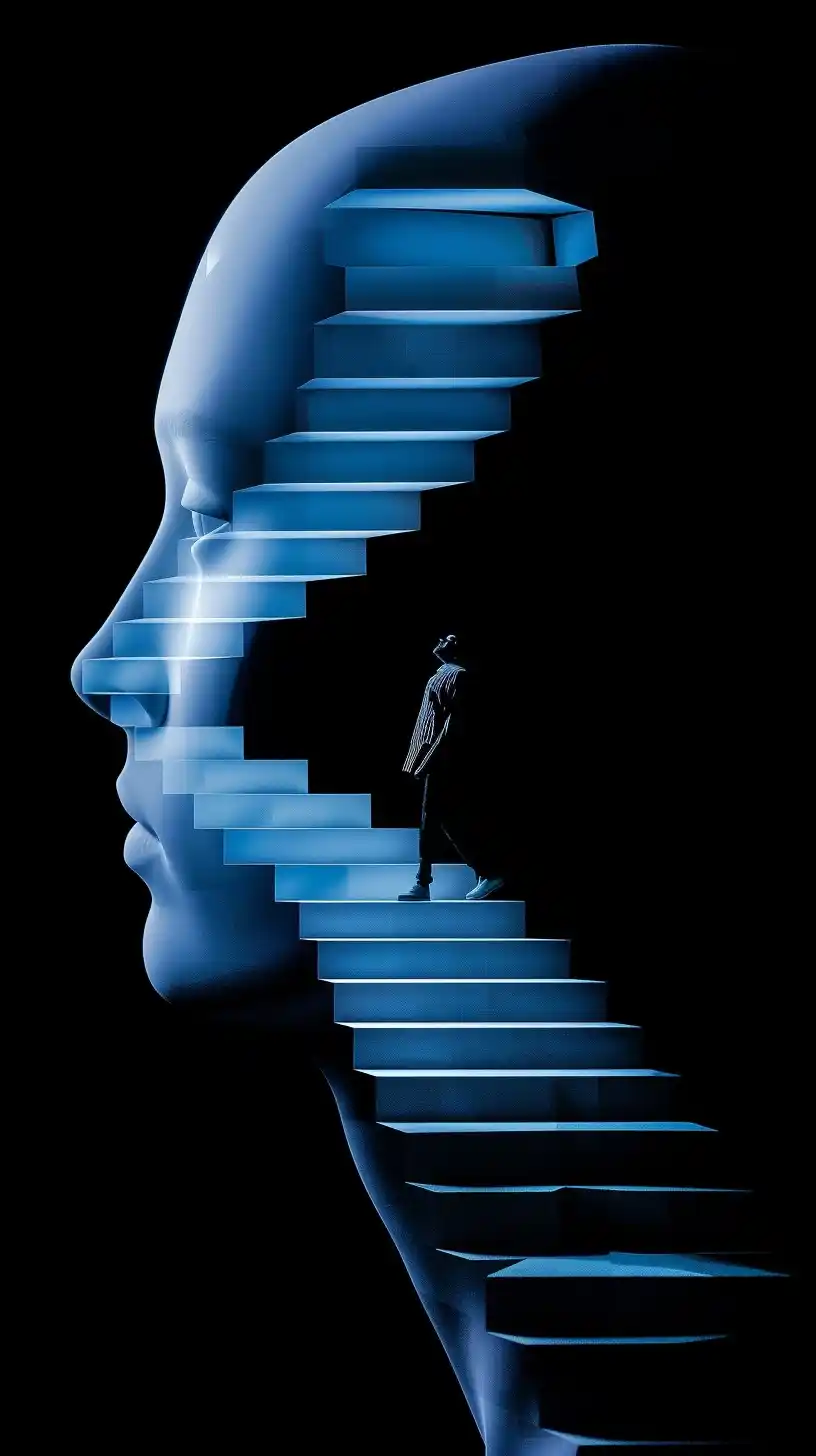 Surreal Stairway Ascension Midjourney提示词