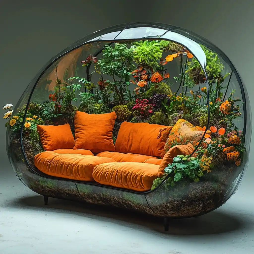 Surreal Terrarium Sofa Design Midjourney提示词