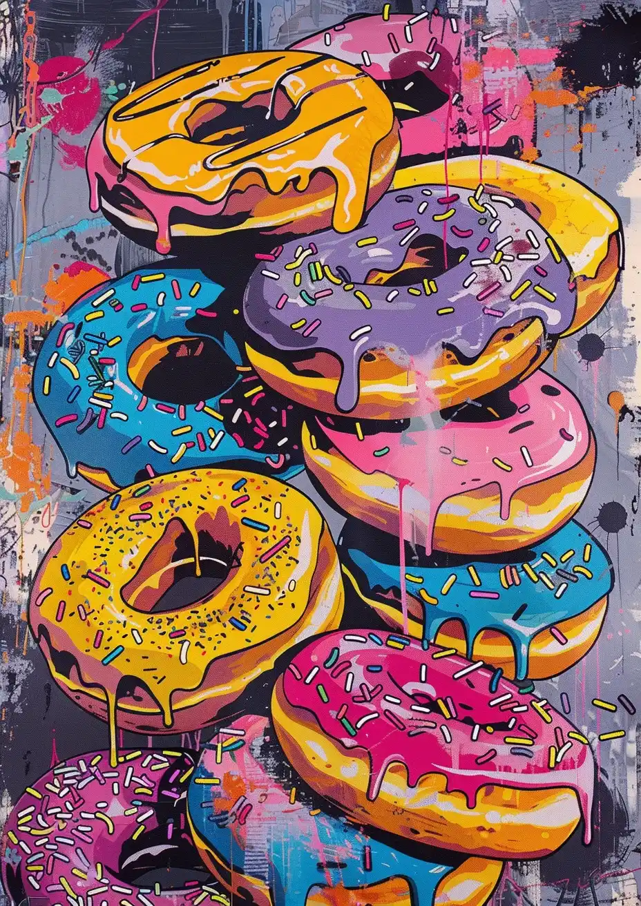 Graffiti Donut Collage Midjourney提示词