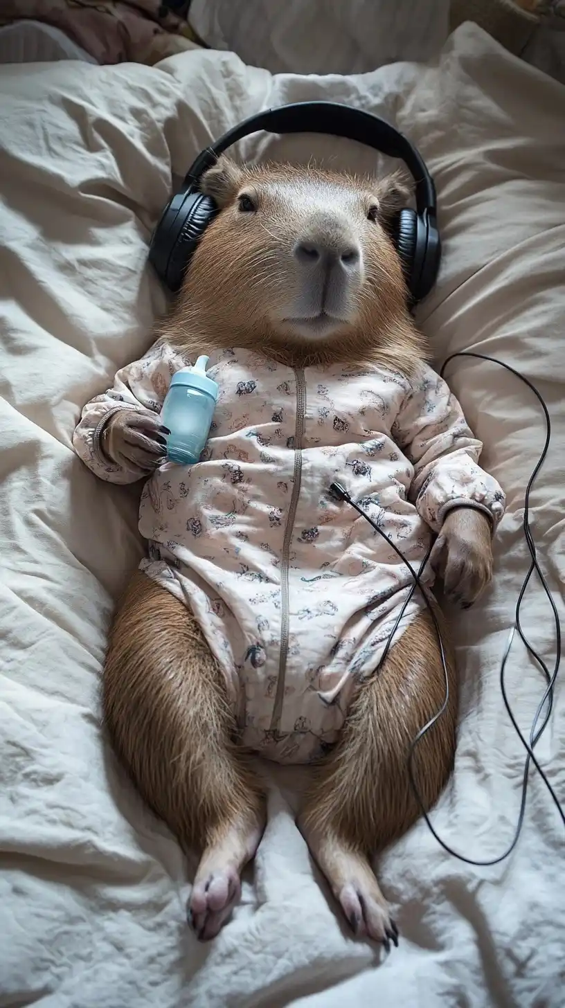 Capybara in Pajamas Portrait Midjourney提示词