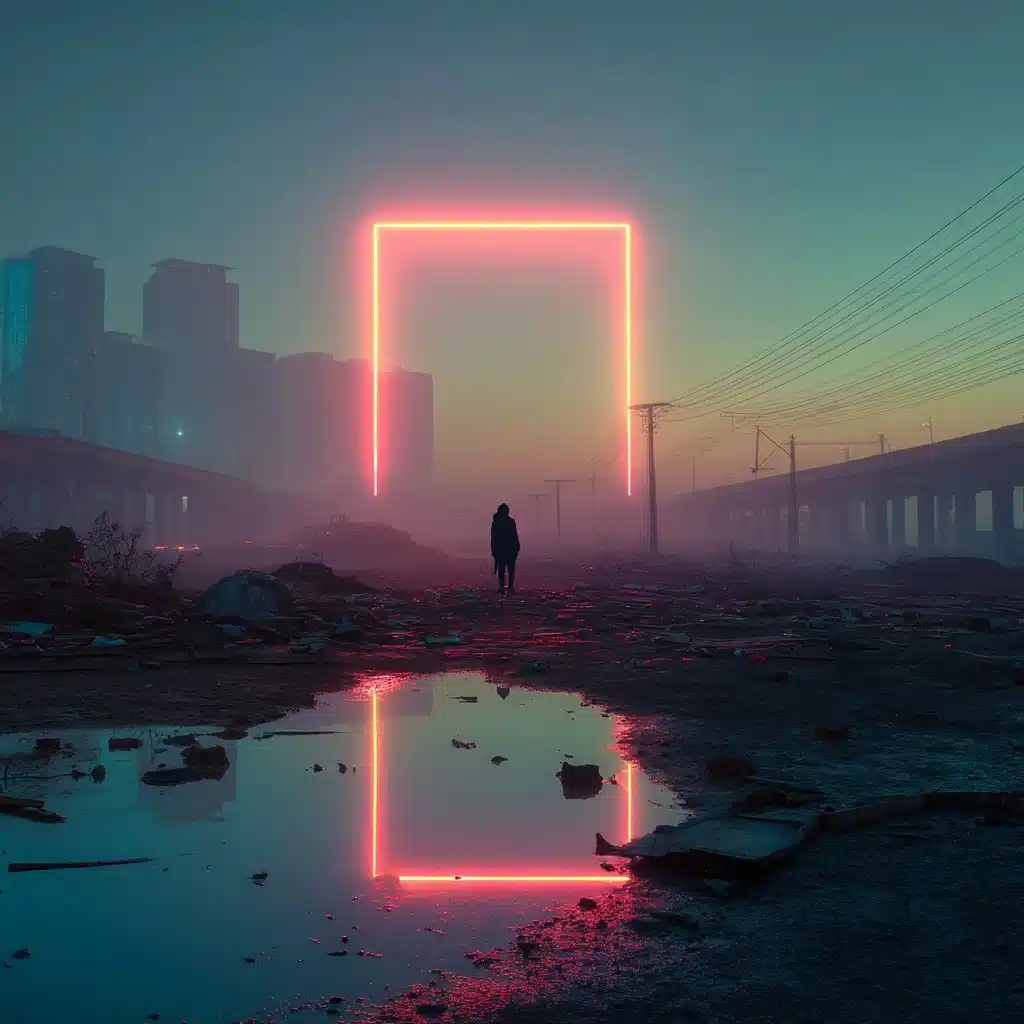 Surreal Neon Desolation Scene Midjourney提示词