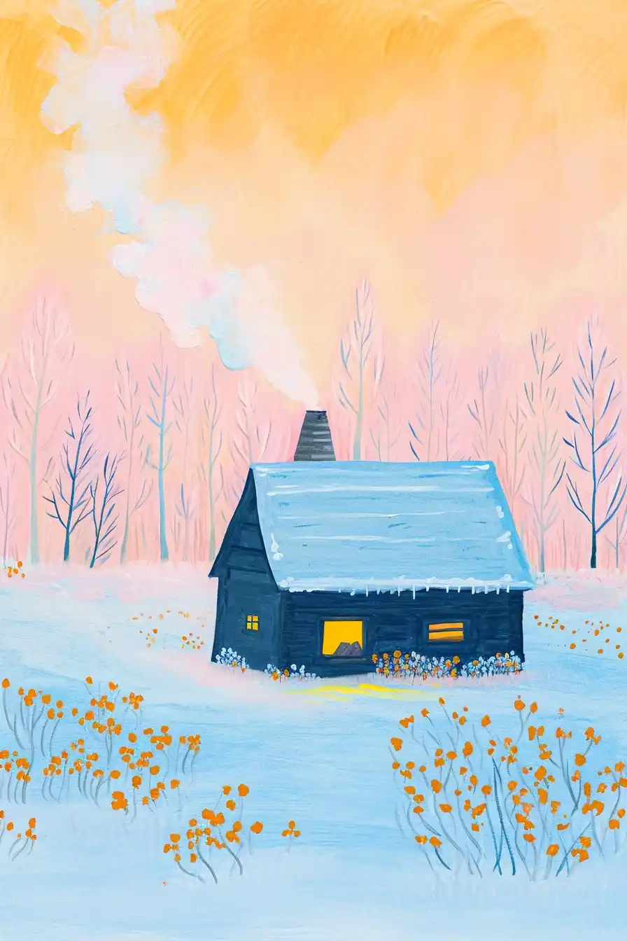Cozy Hut in Kawaiicore Midjourney提示词
