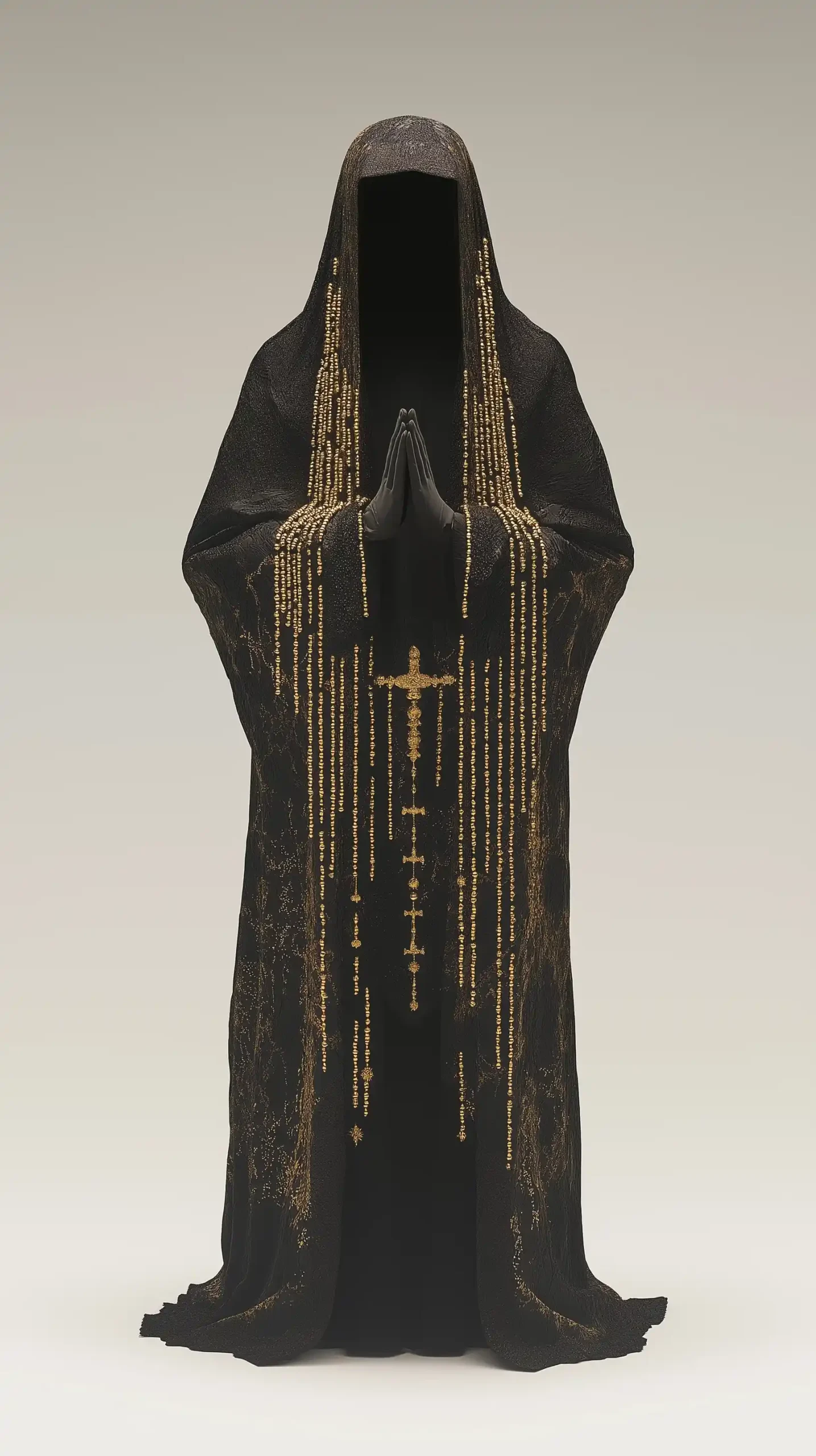 3D Figure in Black Fabric Midjourney提示词