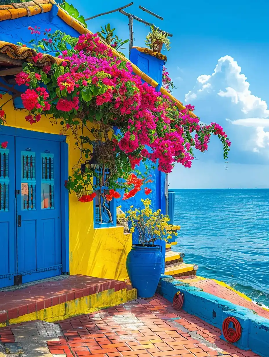 Mexican Watercolor House Midjourney提示词