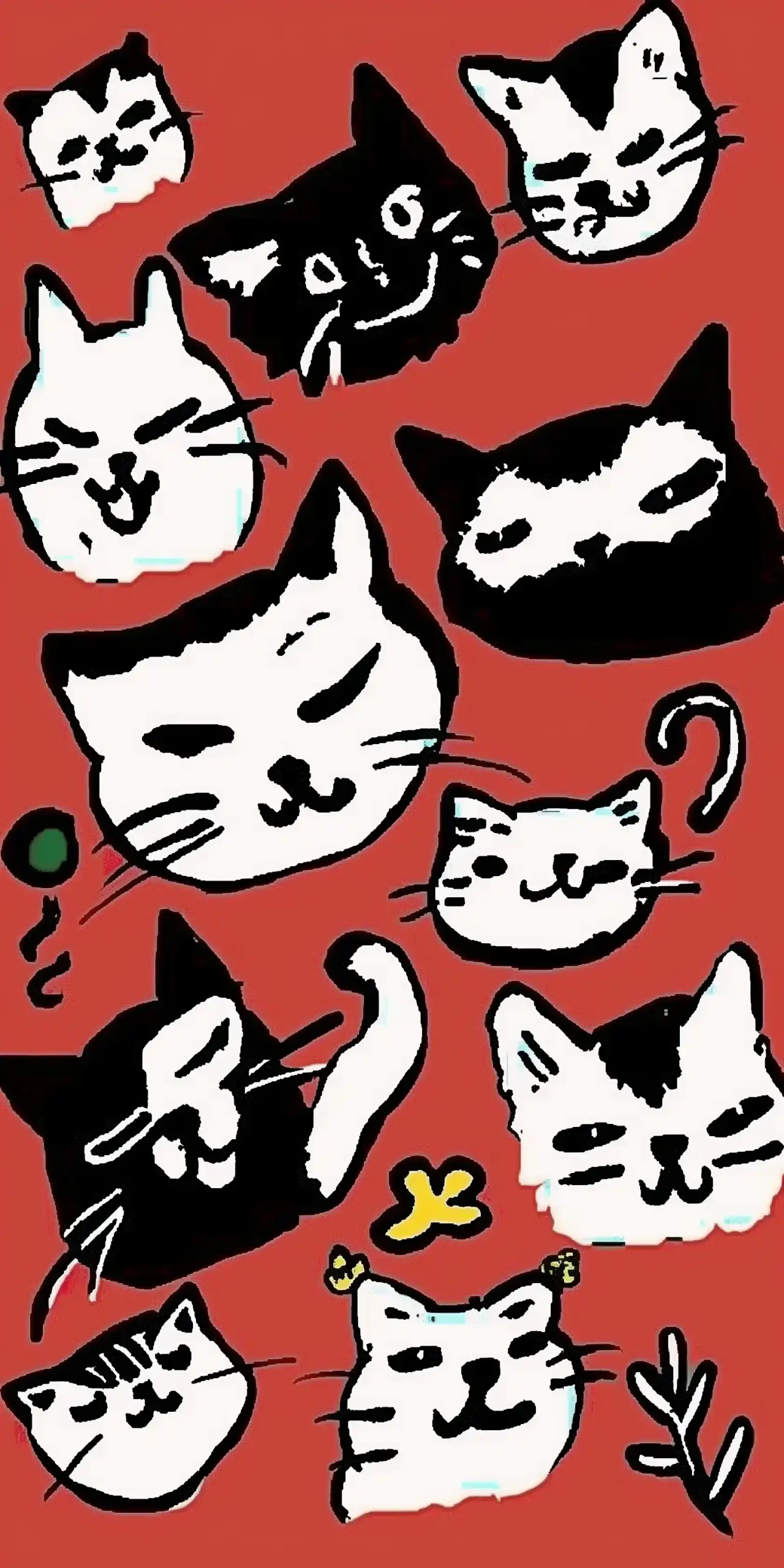 Comic Cat Faces with Flower Midjourney提示词