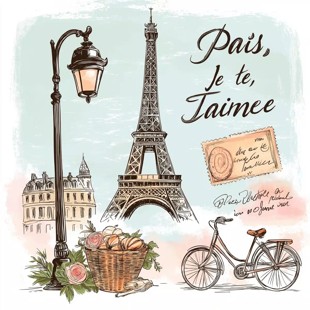 Watercolor Parisian Illustration Midjourney提示词