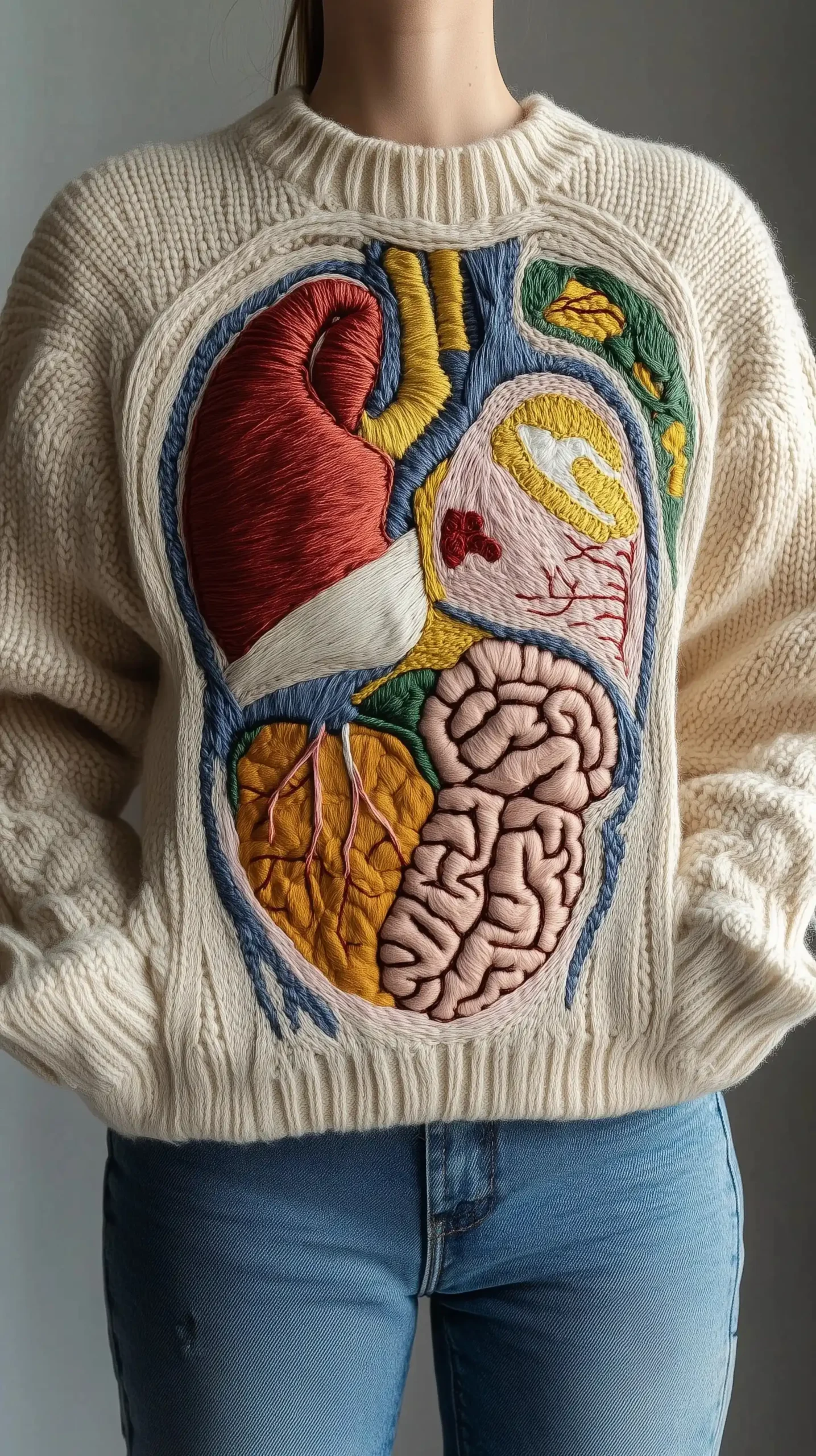 Embroidered Anatomical Sweater Midjourney提示词