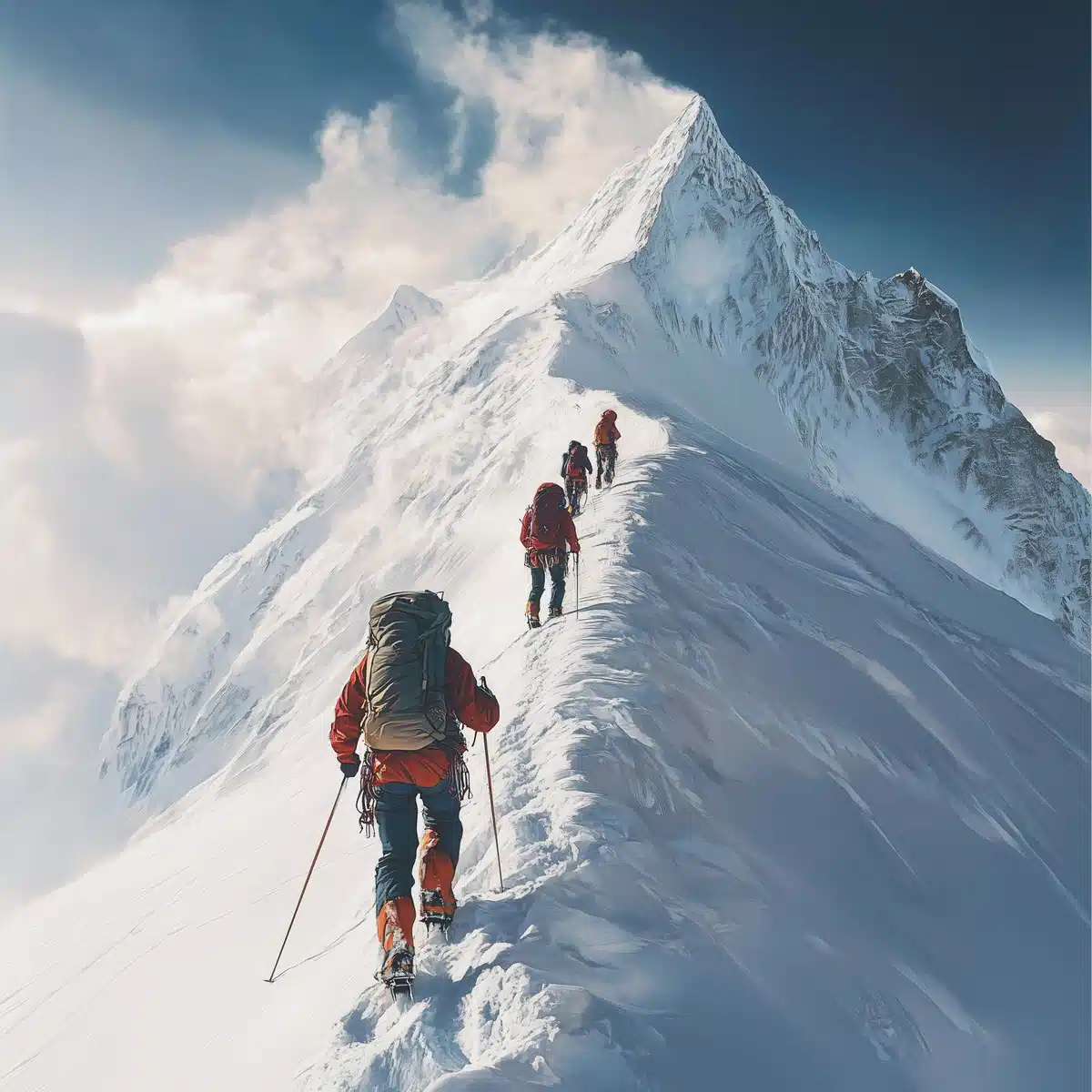 Photorealistic Climbers on Summit Midjourney提示词