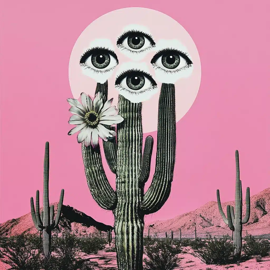 Byzantine Cactus Collage Art Midjourney提示词