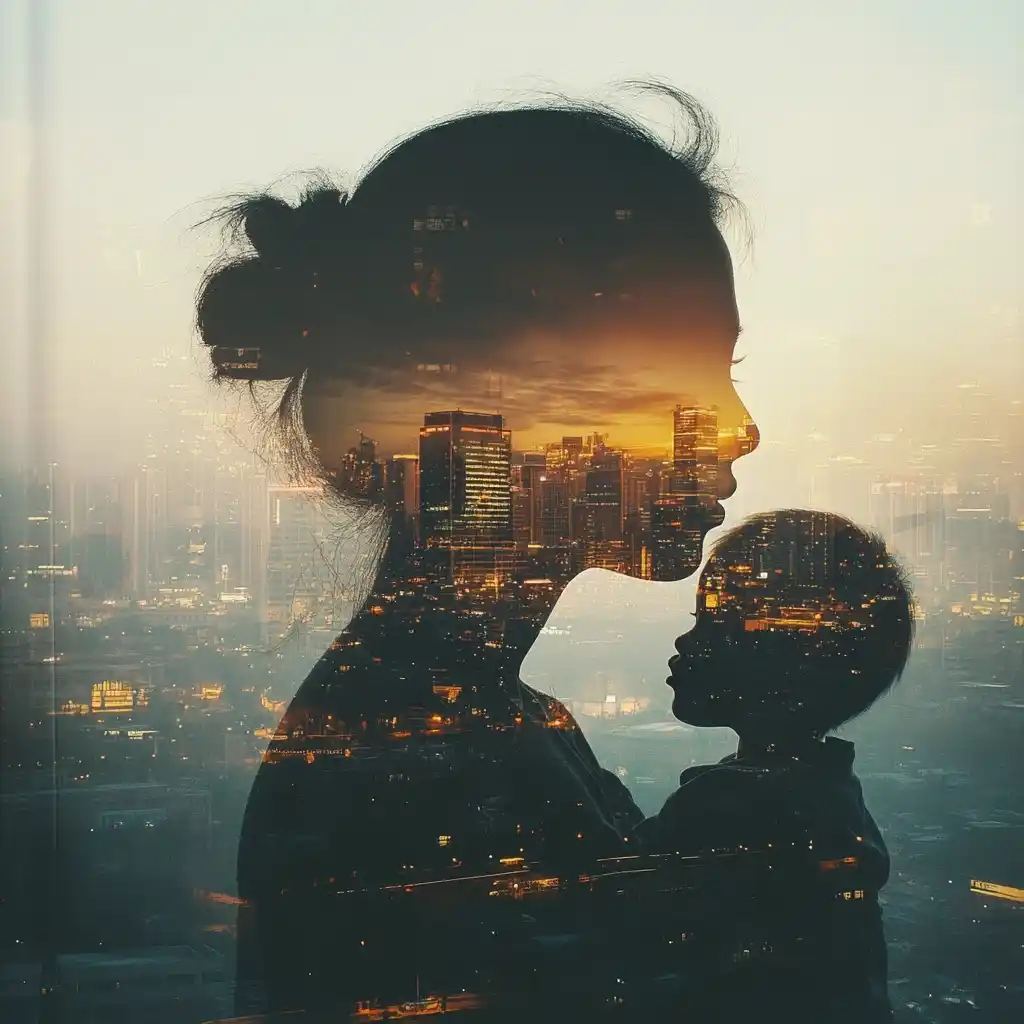 Double Exposure Woman Silhouette Midjourney提示词