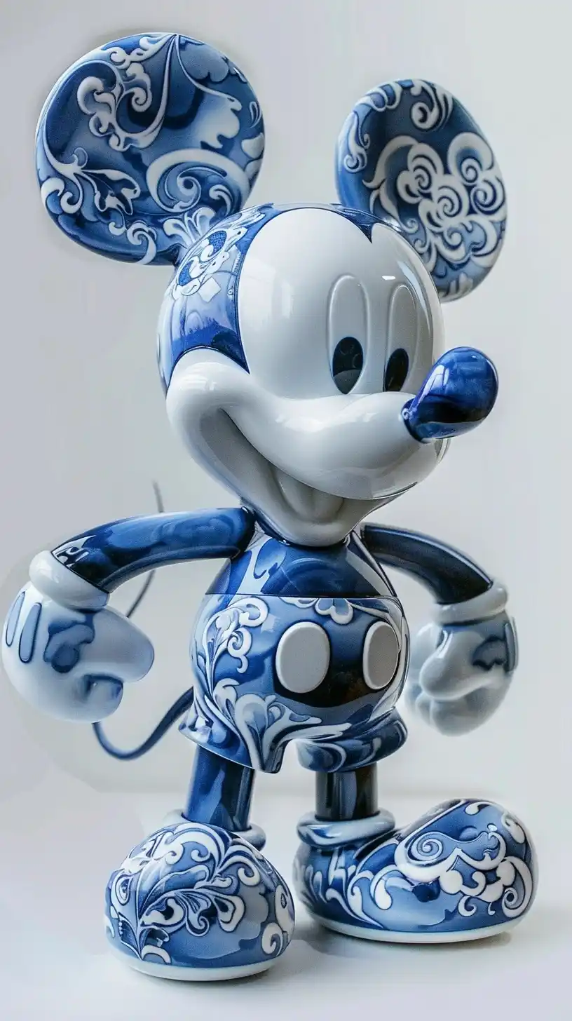 Gzhel Mickey Mouse Sculpture Midjourney 提示词生成效果