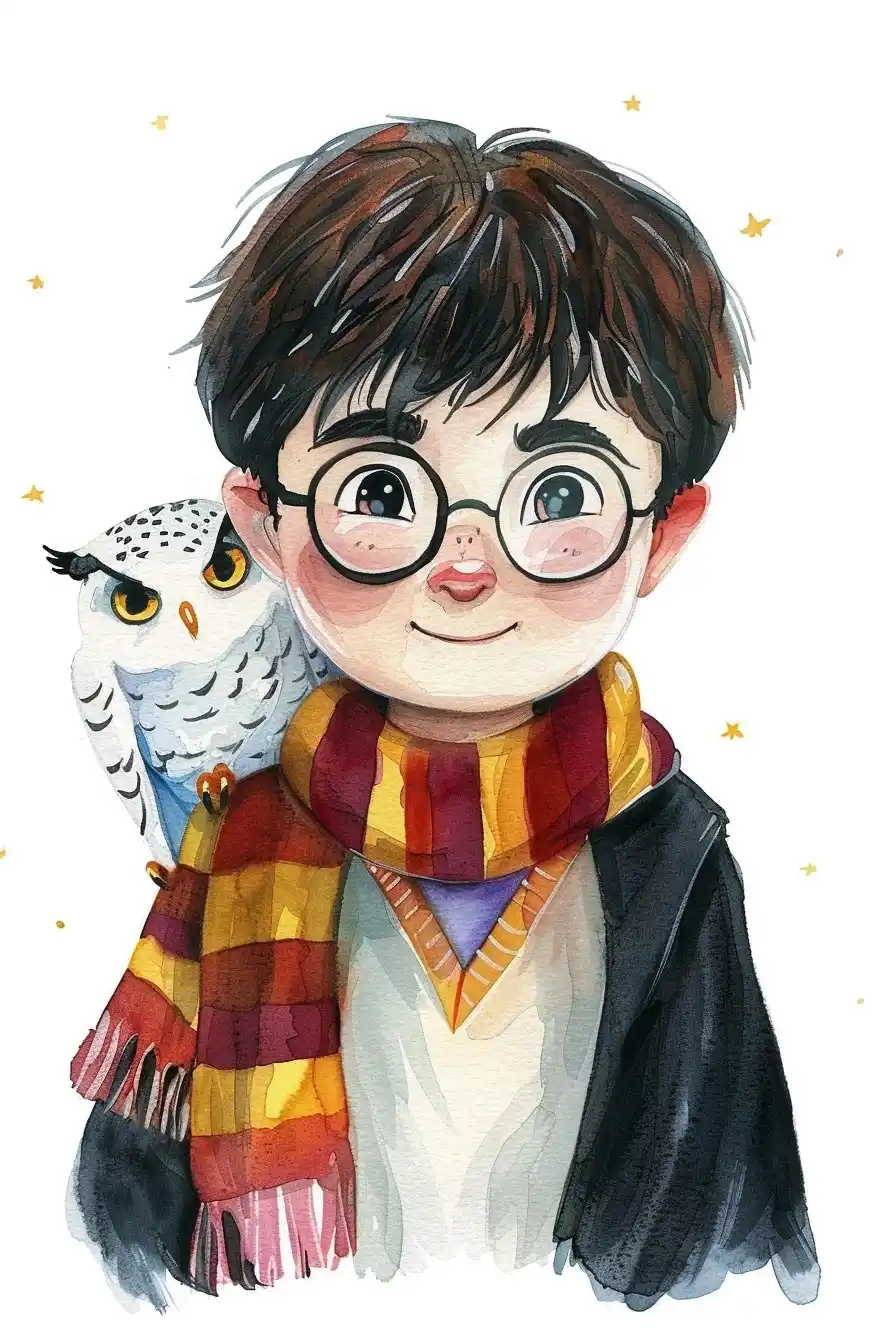 Pastel Harry Potter with Owl Midjourney提示词