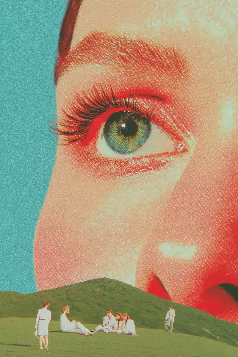 Eye with Red Lashes Collage Midjourney提示词