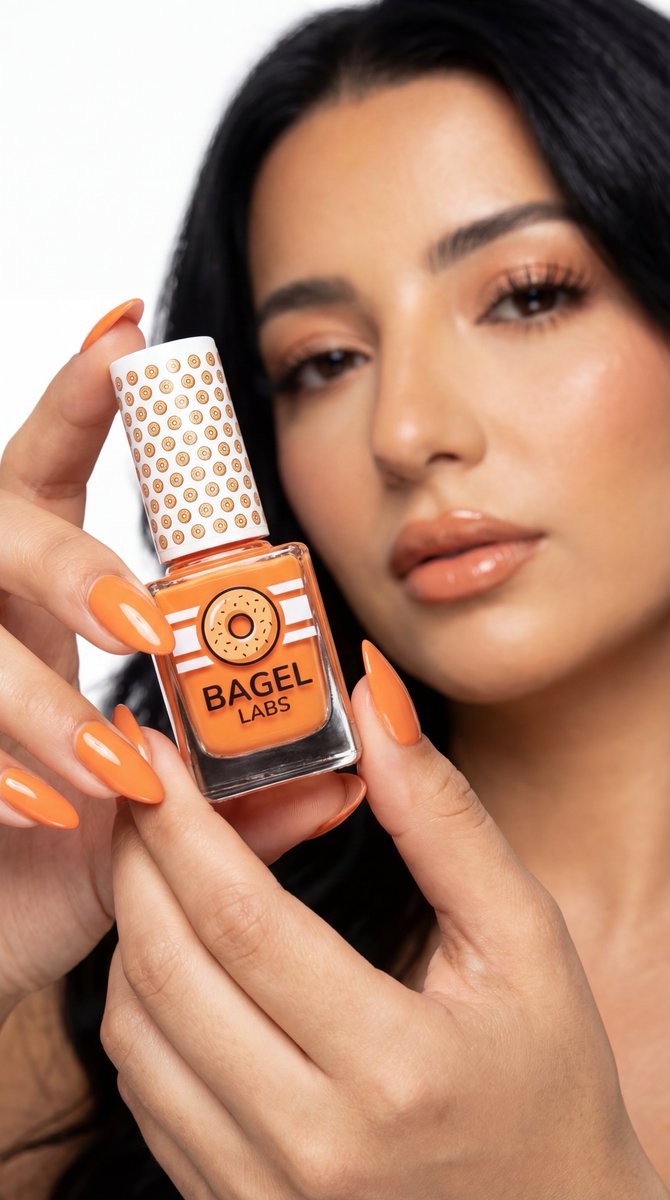 Vibrant Orange Nail Polish by Bagel Labs - Beauty Product Nano Banana提示词