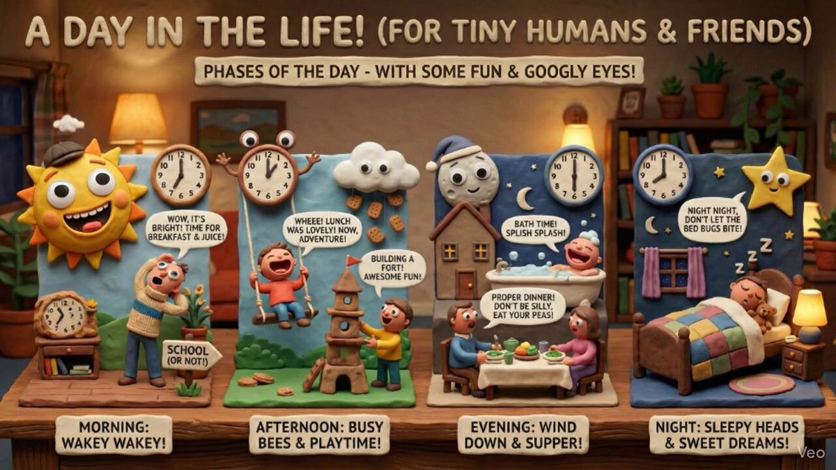Claymation Child's Daily Routine: Whimsical Miniature Scenes Nano Banana提示词