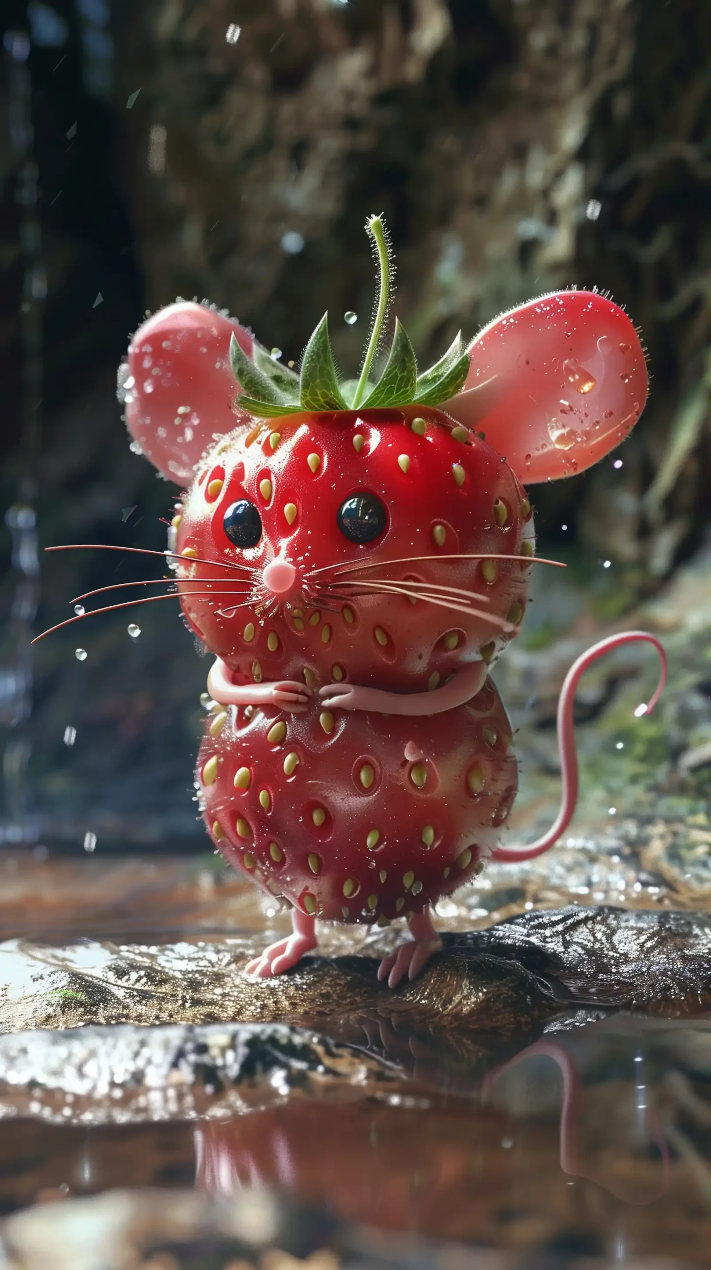 Strawberry Mouse in Cave Midjourney提示词