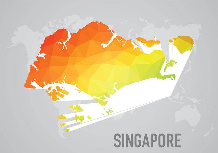 多边形新加坡地图背景矢量