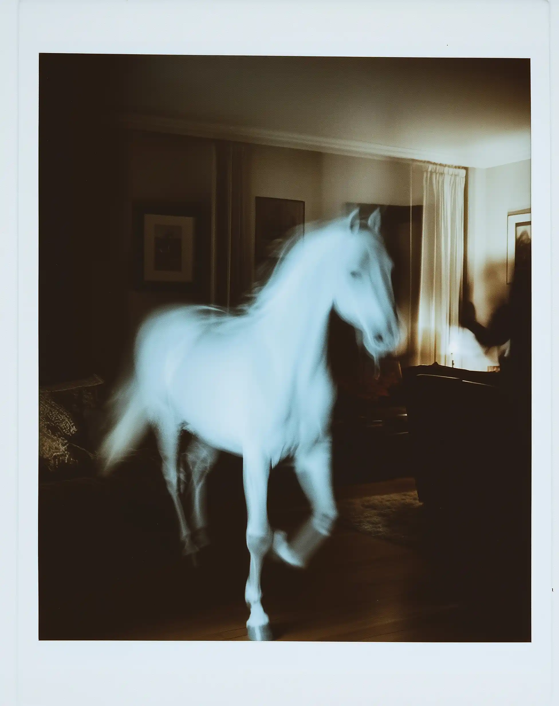 Polaroid Horse in Motion Midjourney提示词
