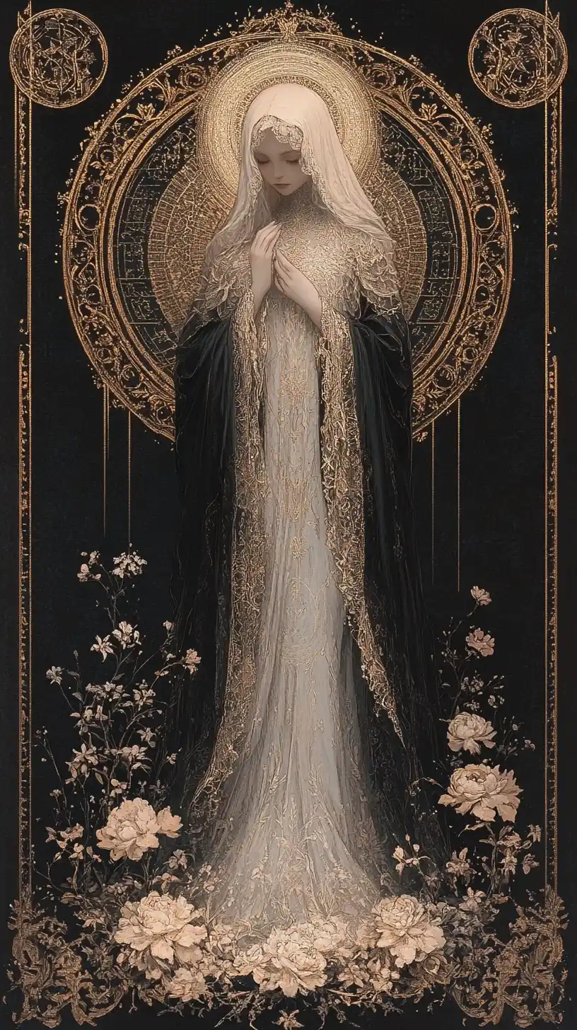 Ethereal Woman in Art Nouveau Midjourney提示词