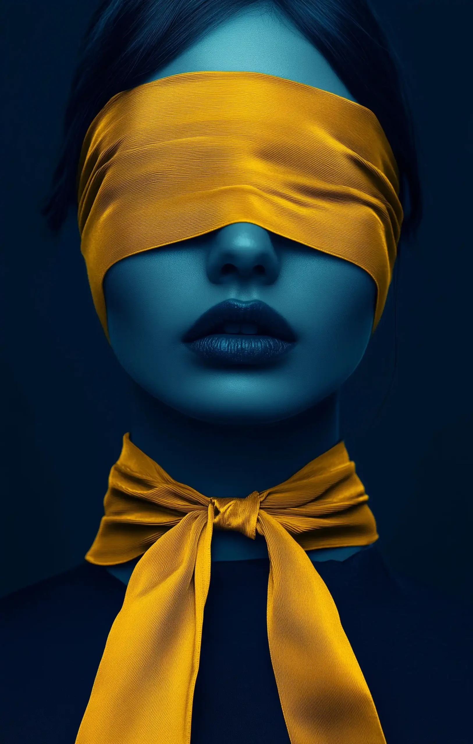 Blindfolded Woman with Ribbons Midjourney提示词