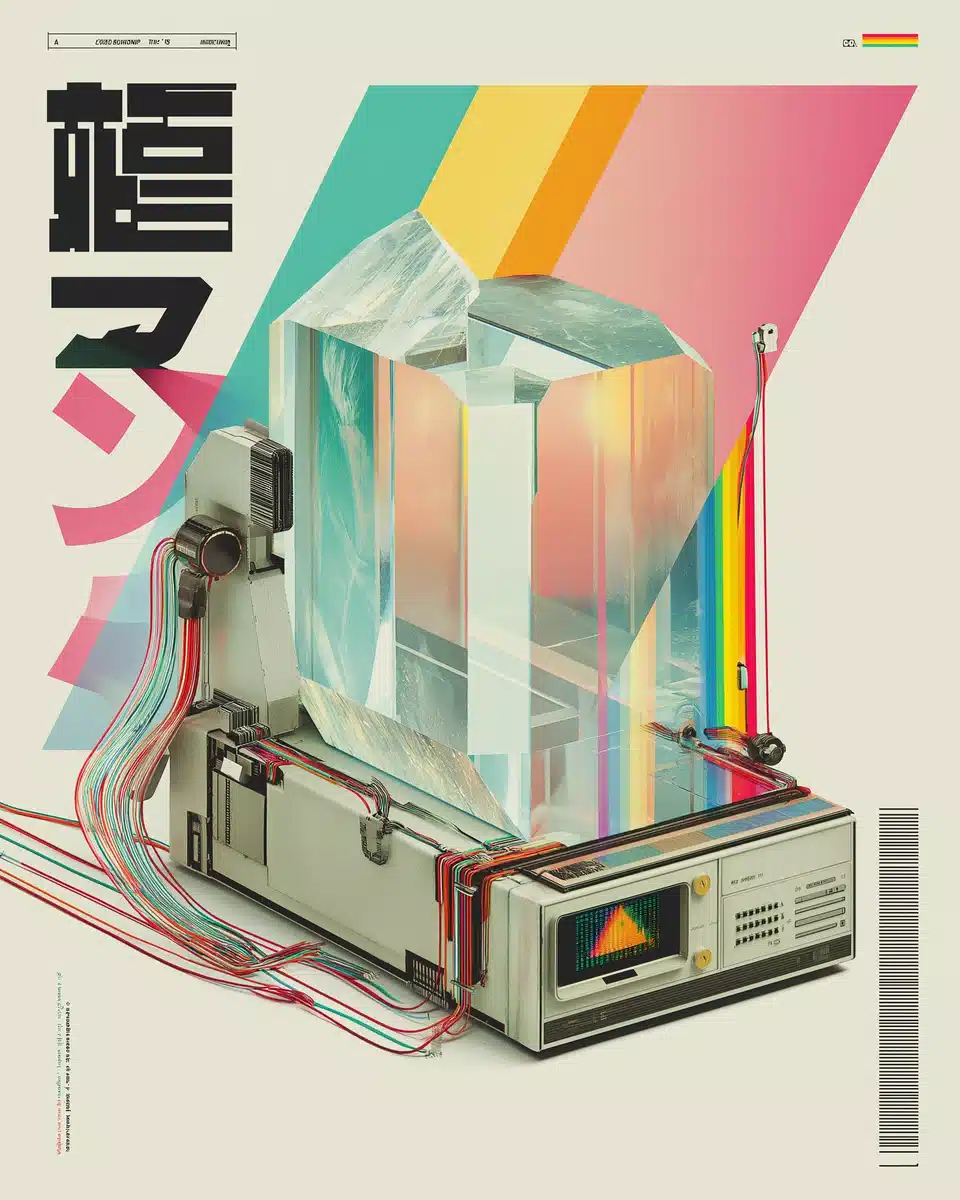 Surreal Rainbow Quartz Collage Midjourney提示词