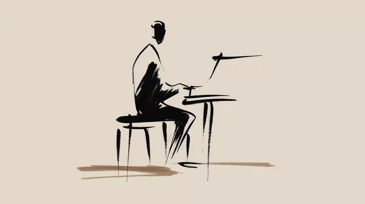 Silhouette Pianist in Paris Midjourney提示词