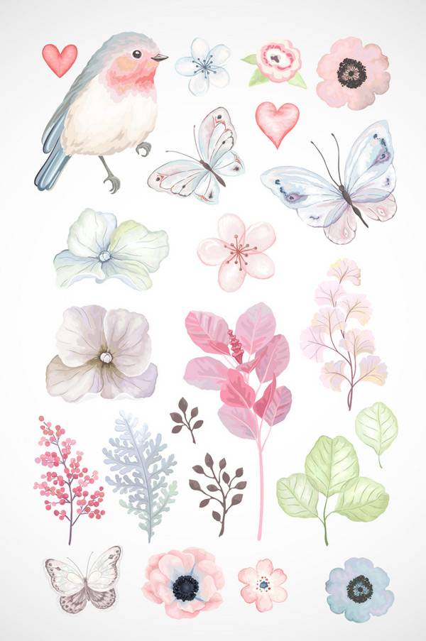 彩绘花朵叶子
