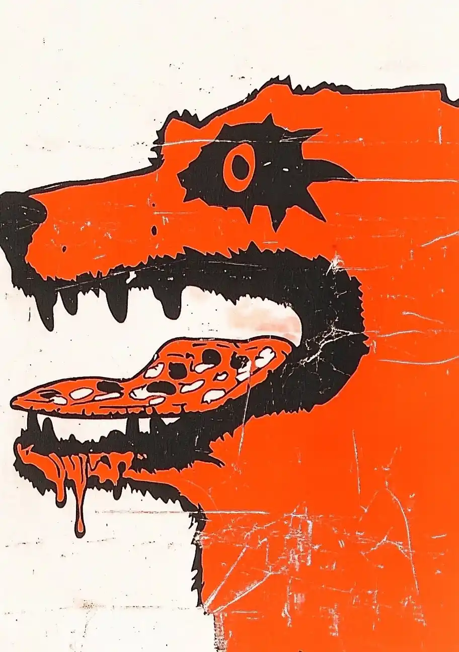 1980s Vector Pizza Dog Midjourney提示词