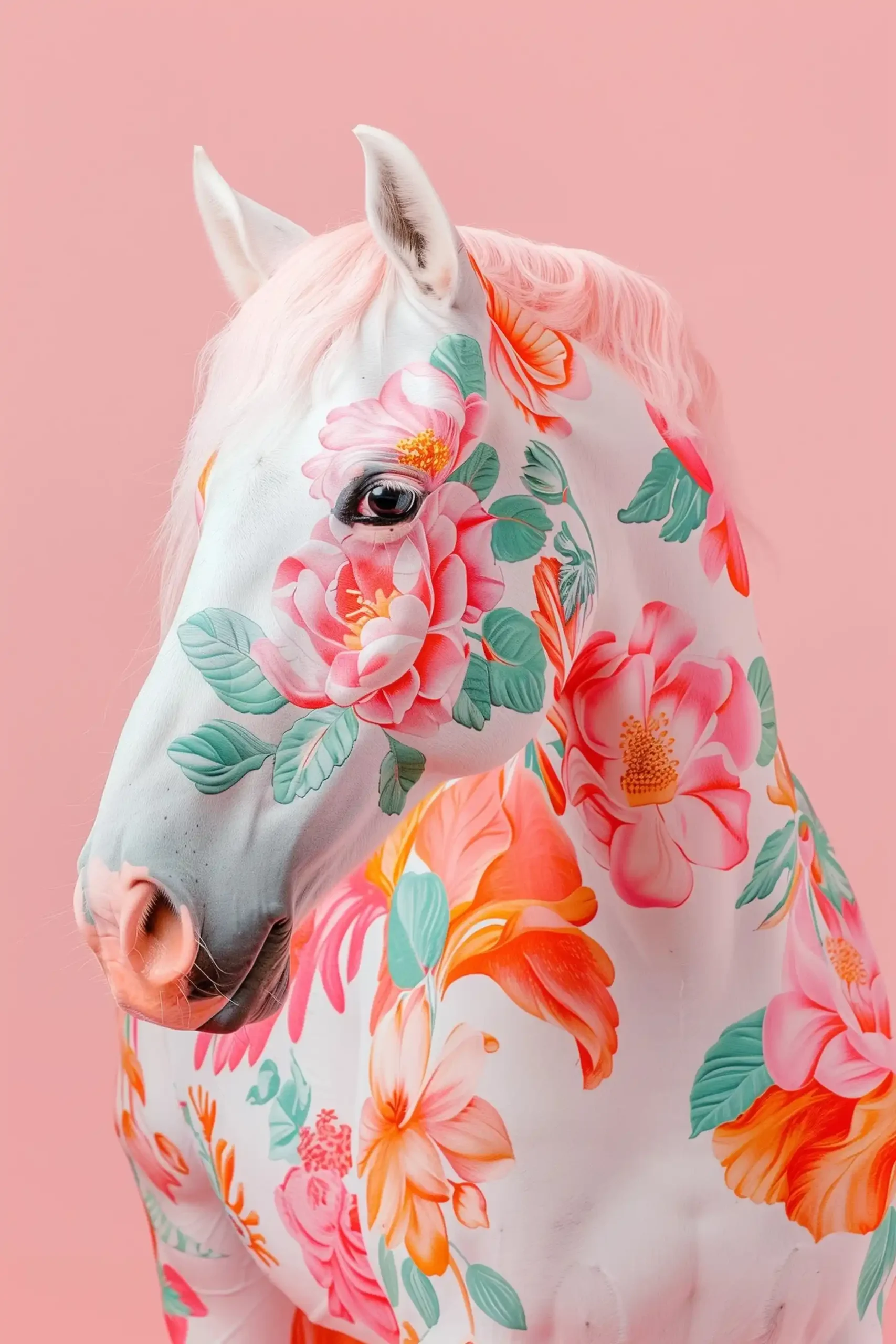 Floral Patterned Arabian Horse Midjourney提示词