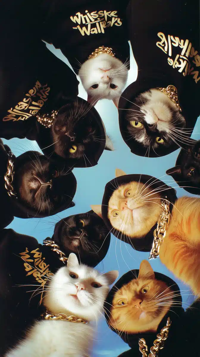 Grainy Cats in Hoodies Midjourney提示词