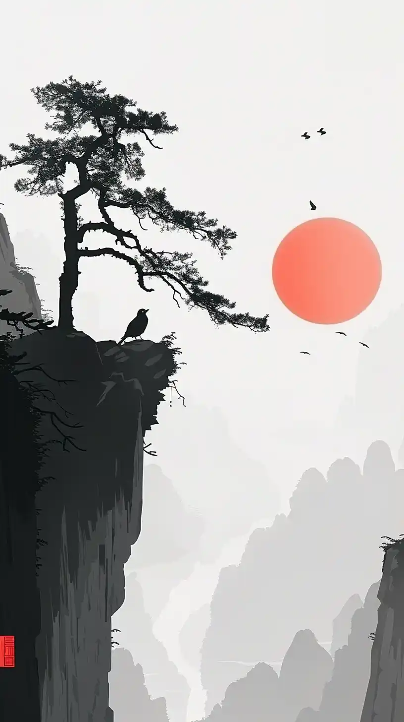 Minimalist Zen Landscape Midjourney提示词