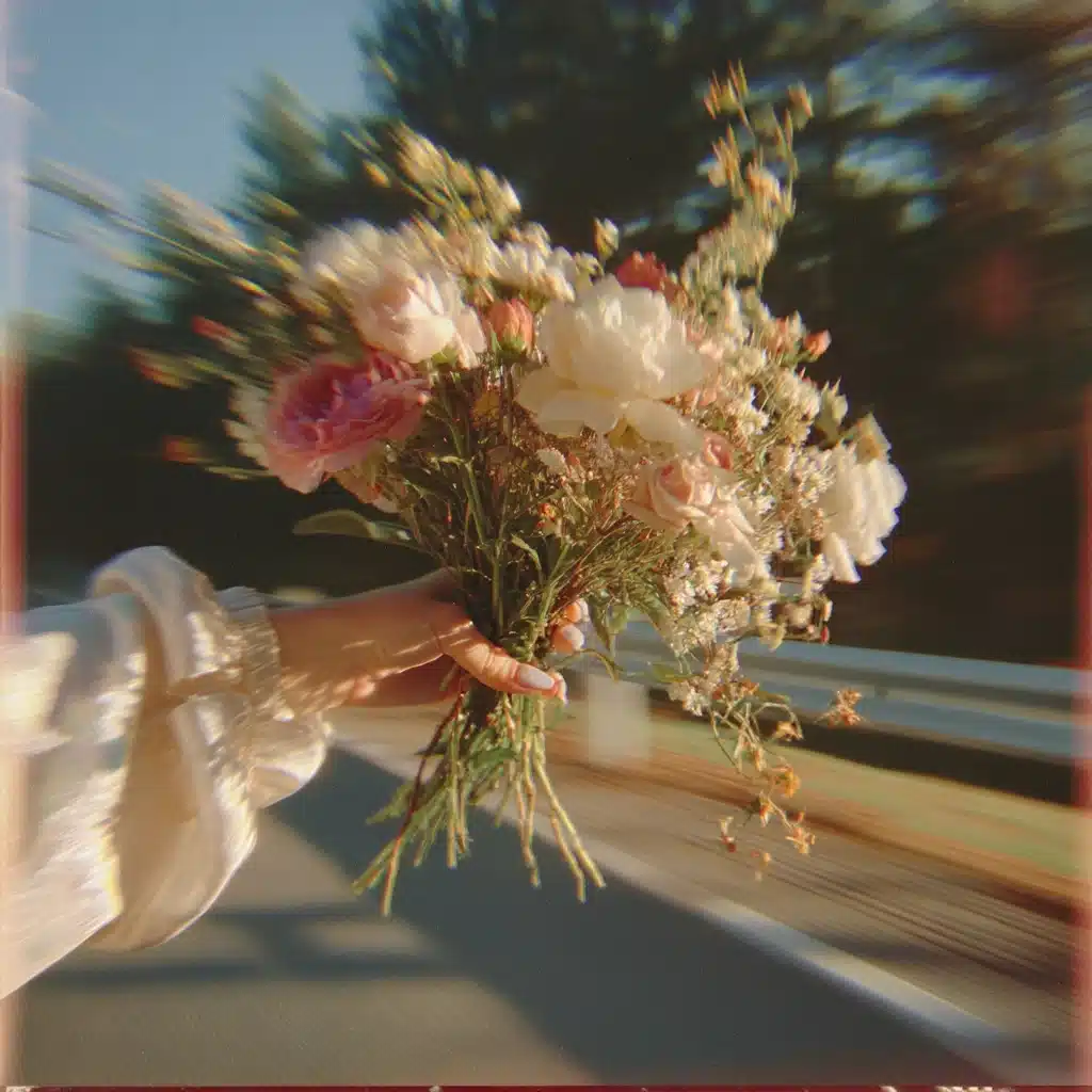 Blurry Hand with Bouquet Midjourney提示词