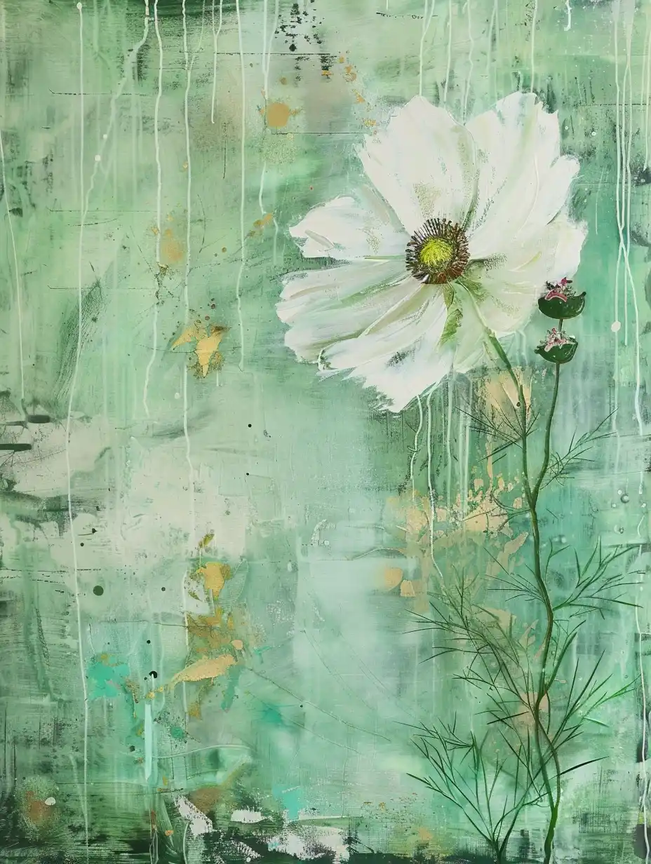 Cosmos on Green Wall Midjourney提示词