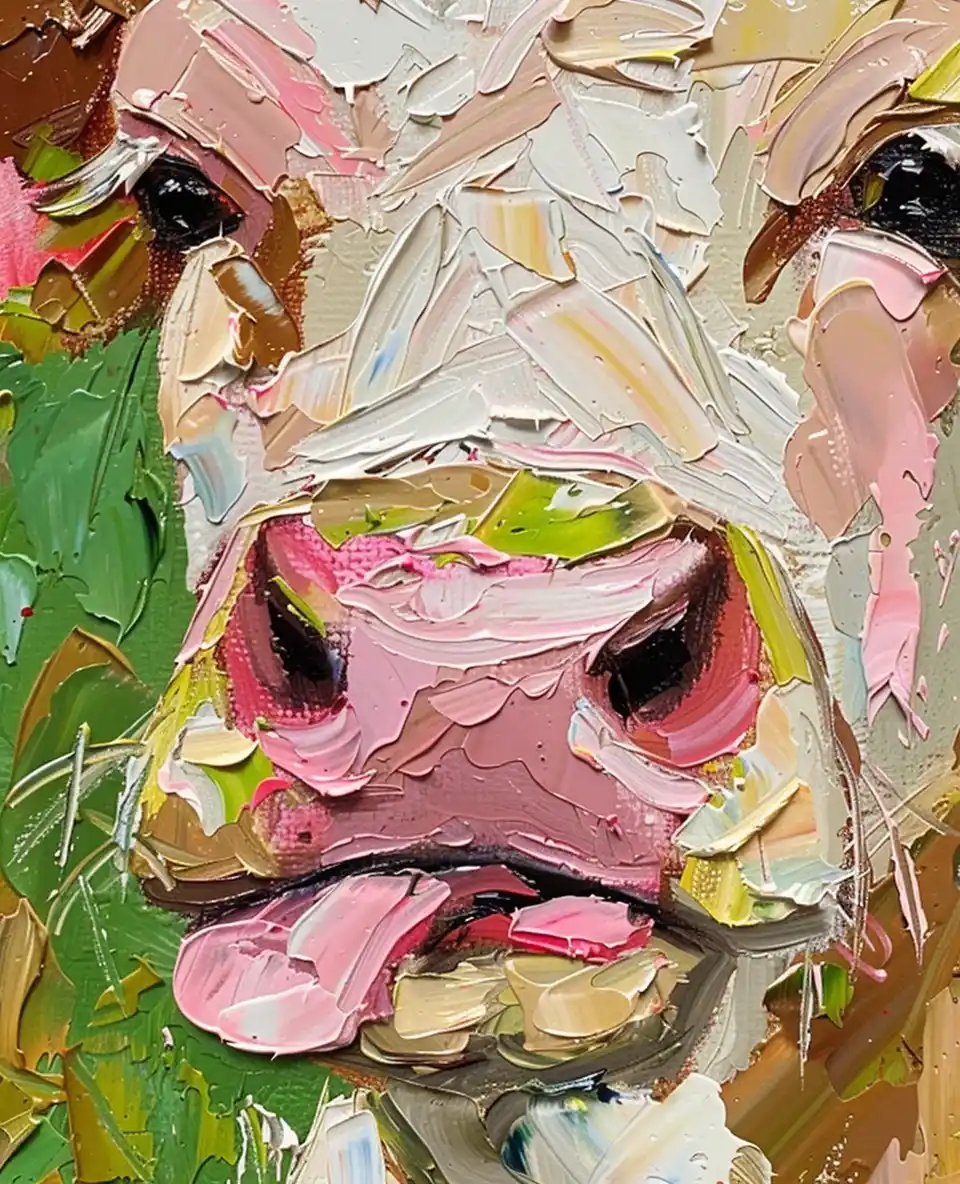 Pastel Cow Portrait Midjourney提示词
