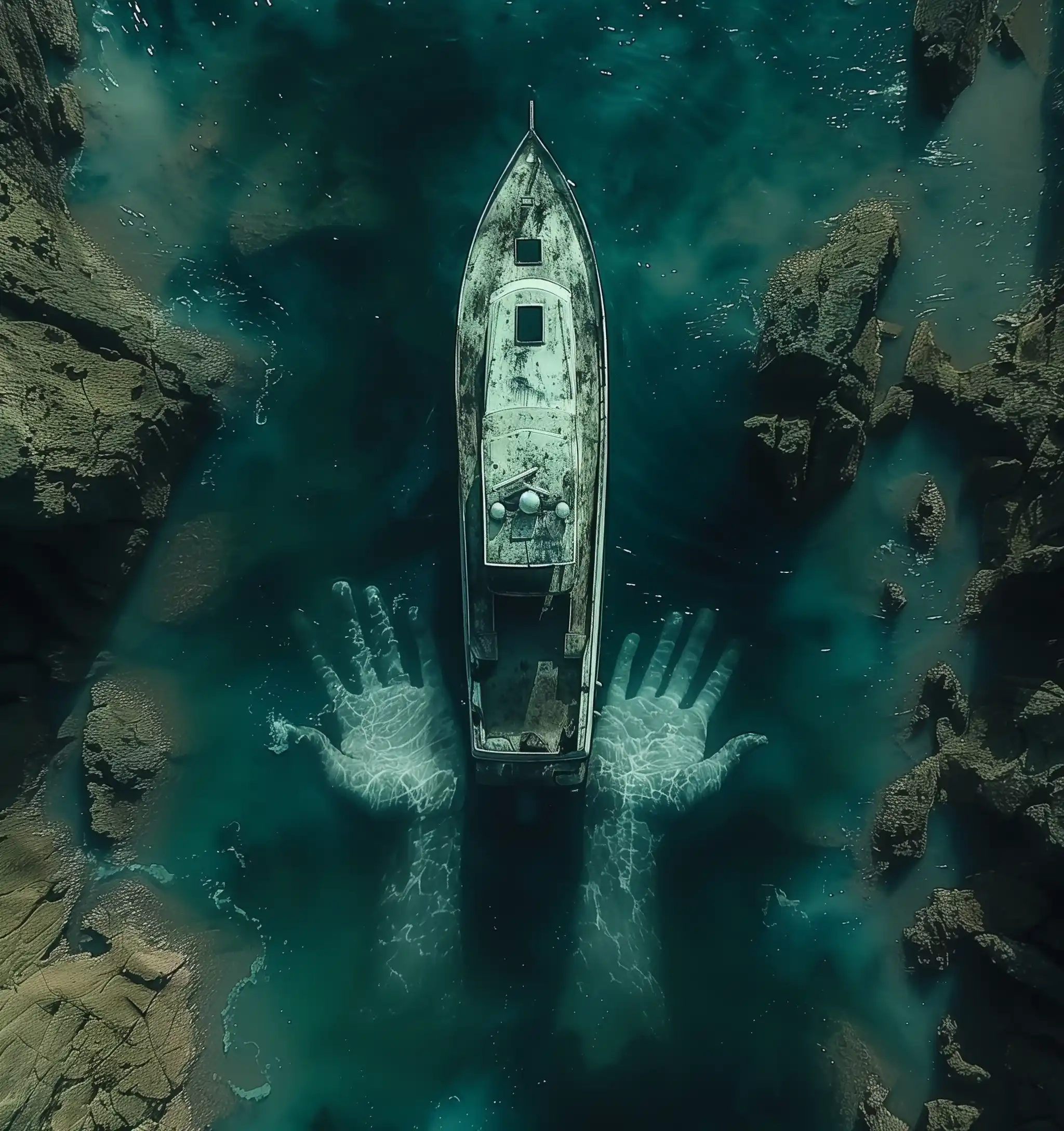 Eerie Yacht and Demon Hands Midjourney提示词