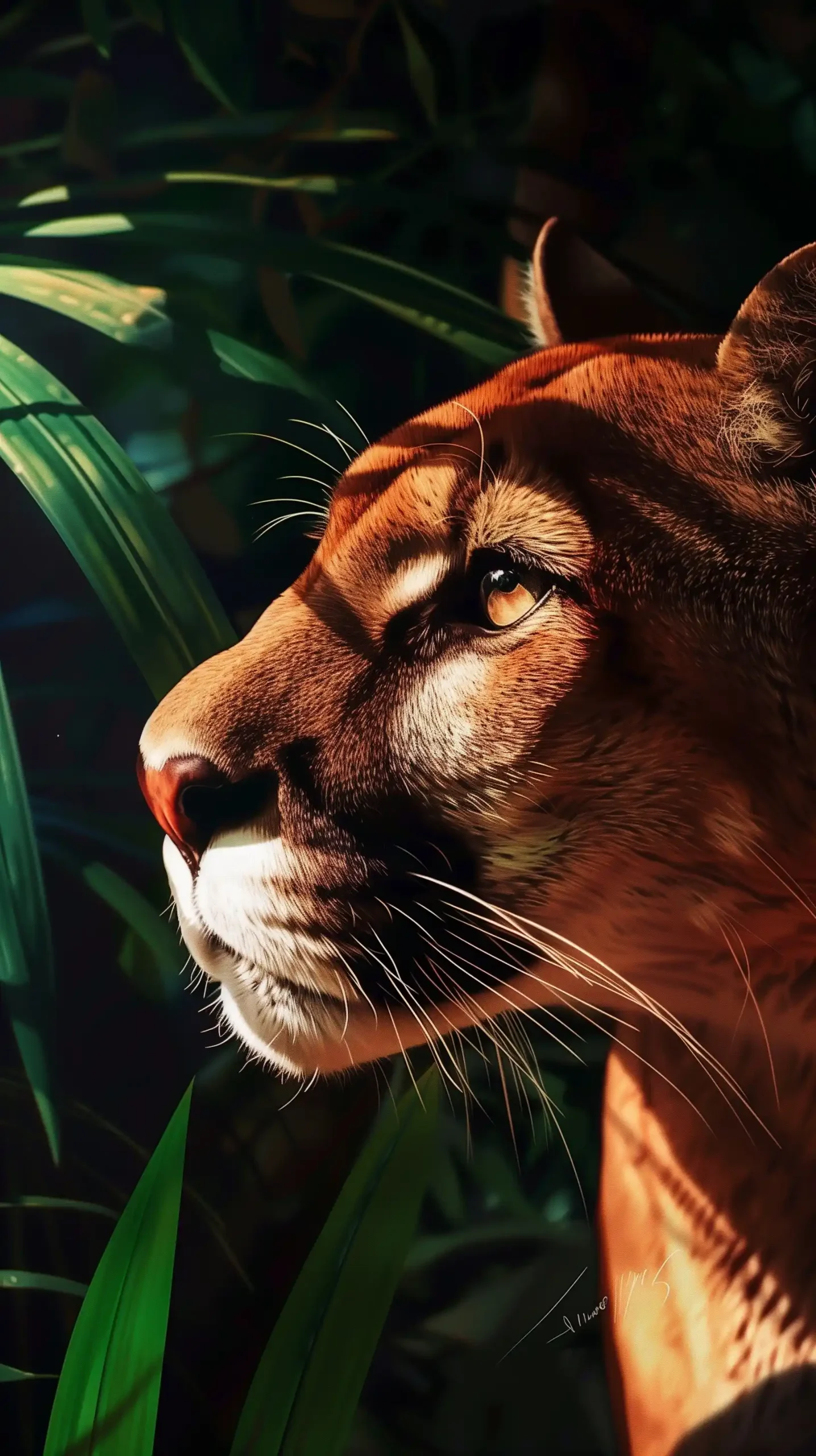 Photorealistic Puma in Jungle Midjourney提示词