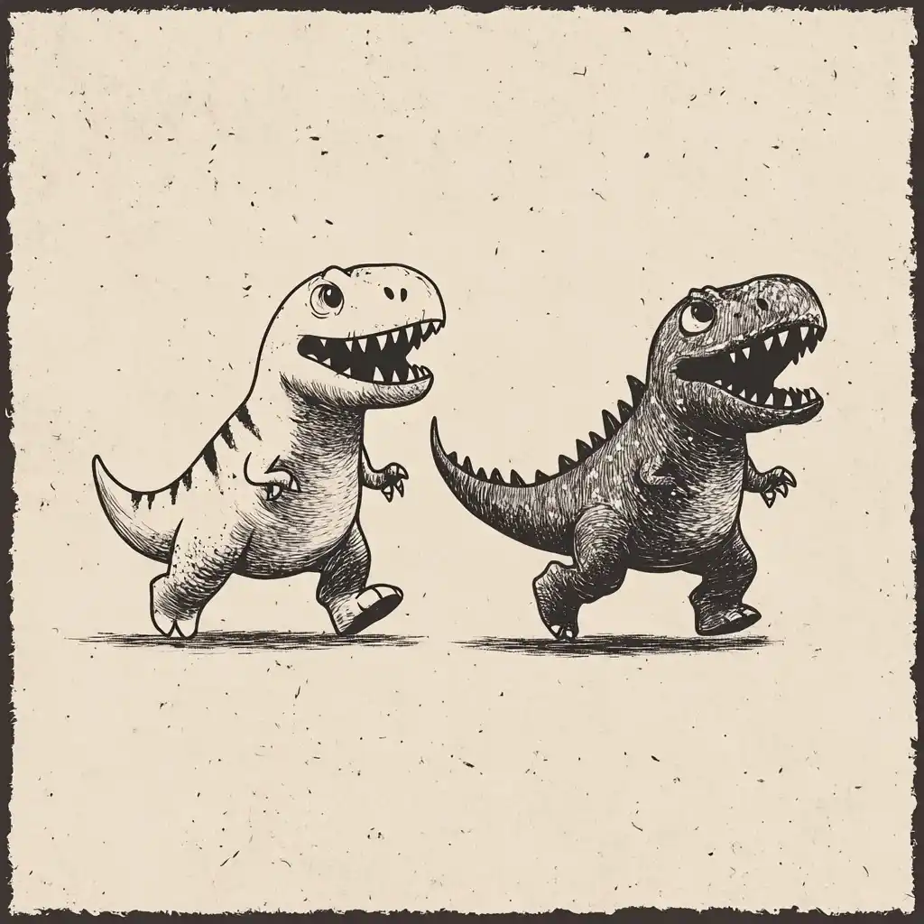 Minimalistic Dinosaurs in Ink Midjourney提示词