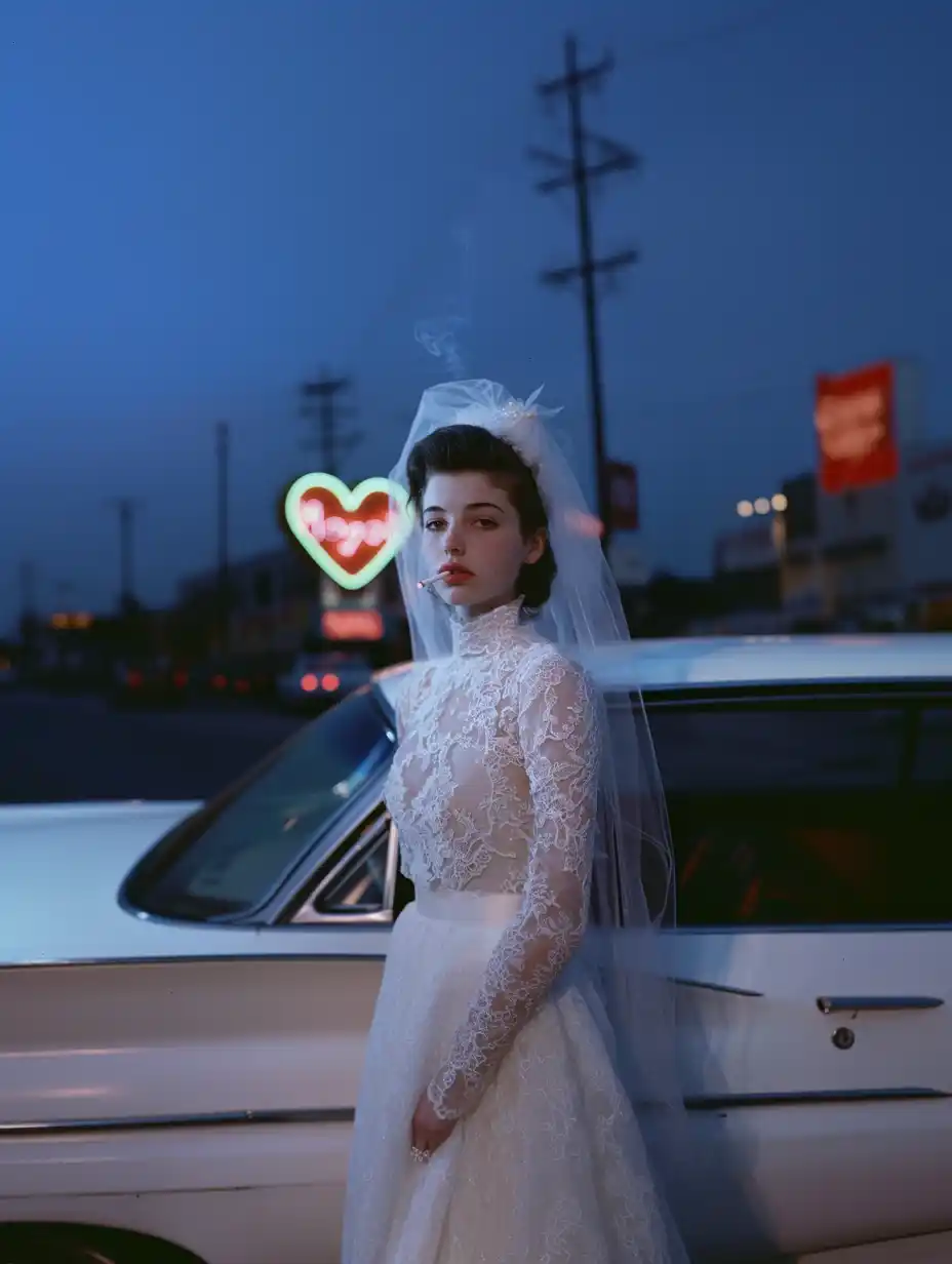 Lace Bride Night LA Midjourney提示词